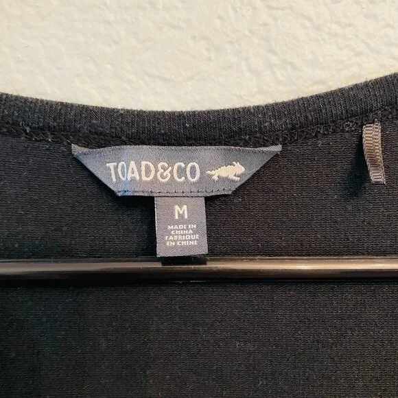 Toad&Co Black Piru Ribbed Stretchy Henley Side Slit Pocket Midi Tank Dress | Med - Picture 2 of 7